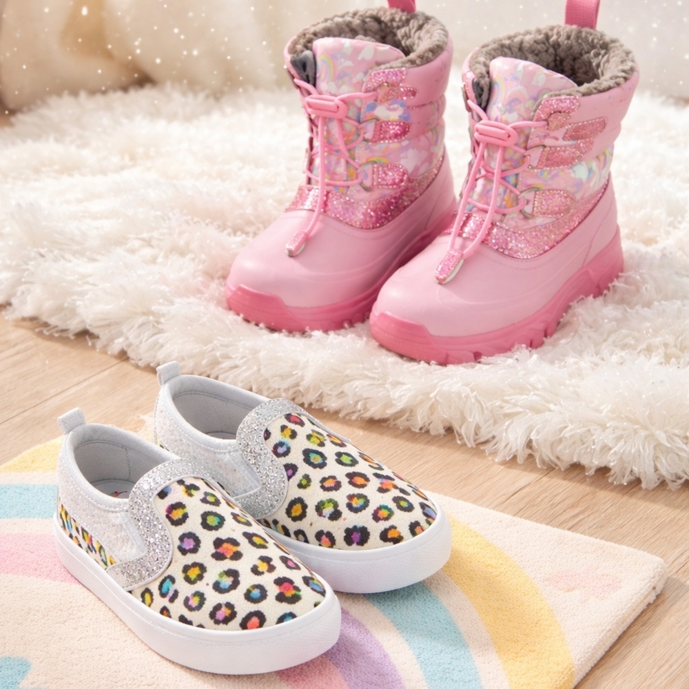 Cozy Pink Snow Boots and Multicolor Slip-On Shoes for Kids